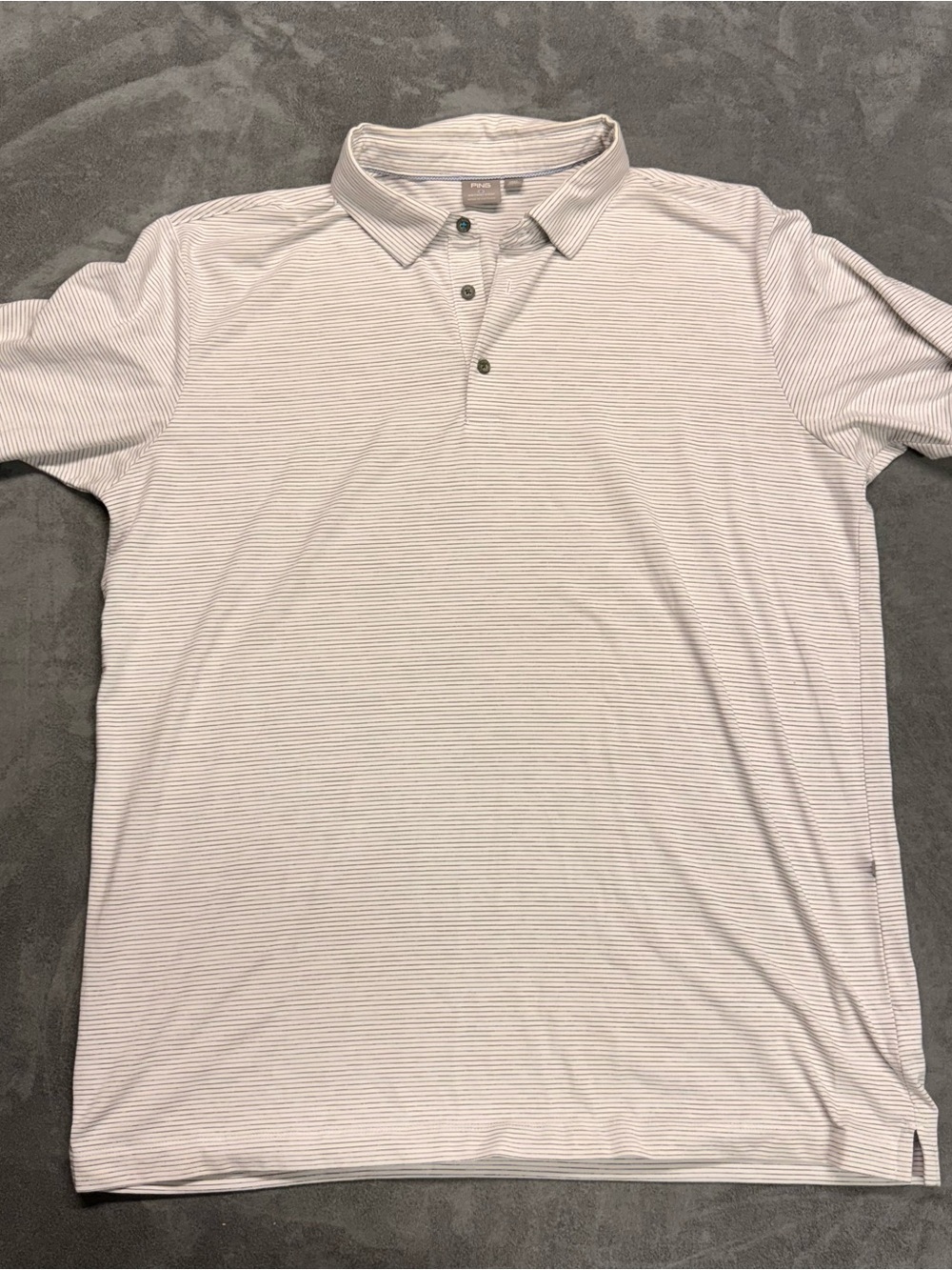 Ping Sensorcool Men's White Polo with Thin Gray Stripes